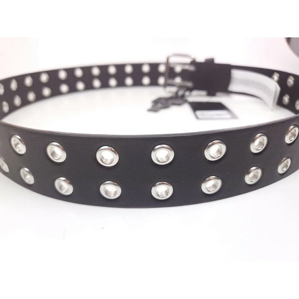 Forever 21 Faux Black Leather Double Grommet Hip Belt Size S/M